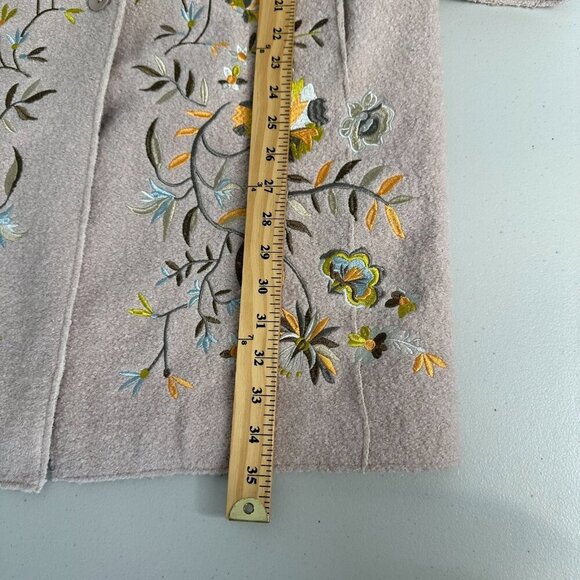 Driftwood Innsbruck Embroidered Coat Size XS Beige Wool Blend Boho Hippie Fall - Picture 6 of 11
